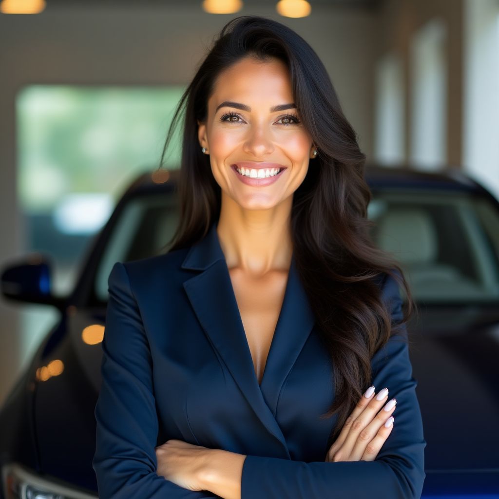 Empresaria automotriz satisfecha